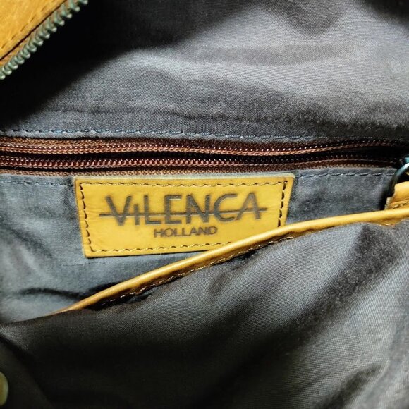 Vilenca Holland Woven Trim Adjustable Straps Leather Crossbody Bag Womens Brown - Picture 10 of 12